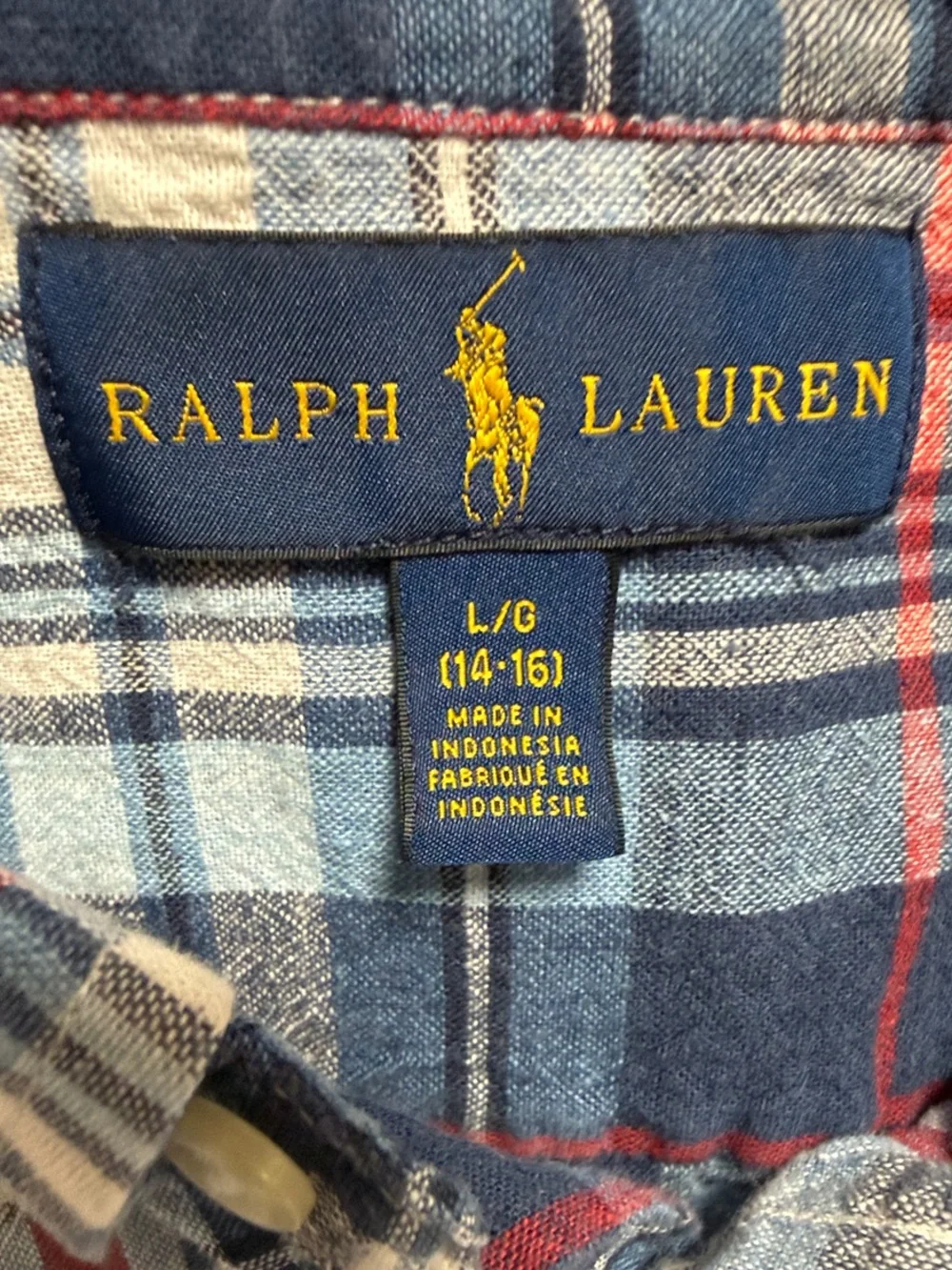 Boys Ralph Lauren Navy, White & Red Plaid Short-Sleeve Button-Down Shirt